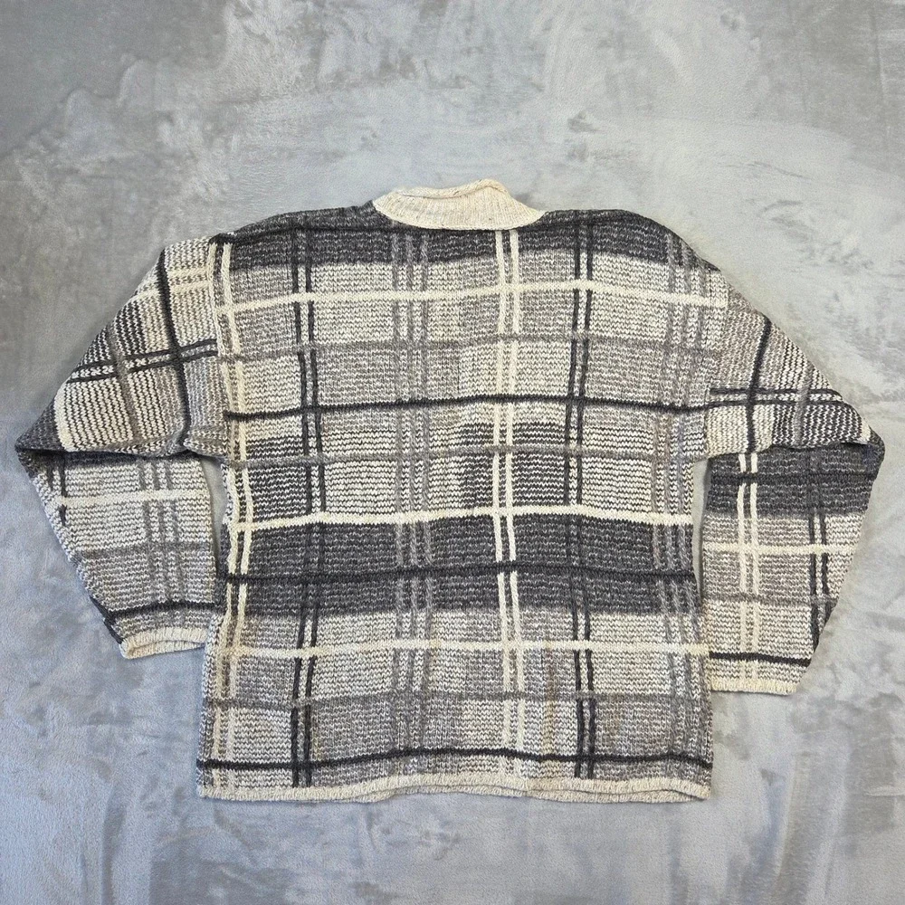 Structure‎ Le Collection Men's Plaid Knit Sweater Mock Neck Size L Eclectic Punk